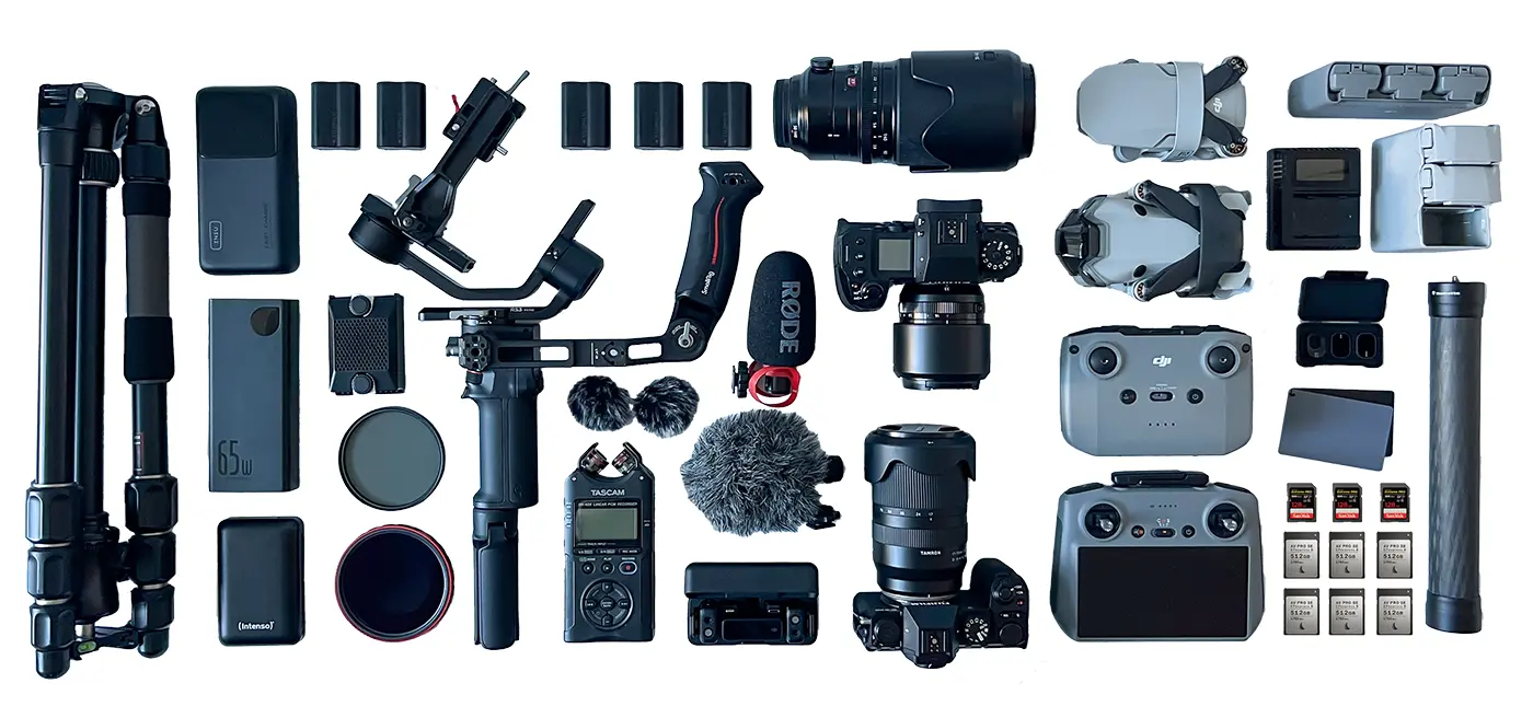 Video-Equipment eines Hochzeits-Videografen